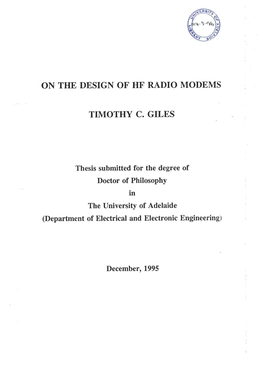 On Ttie Design of Hf Radio Modems