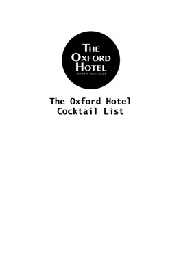 The Oxford Hotel Cocktail List