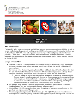 TOBACCO 21 Fact Sheet