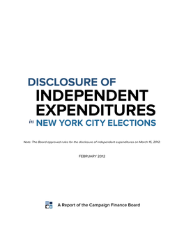 Disclosure of Independent Expenditures in New York City