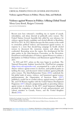 Violence Against Women in Politics: Theory, Data, and Methods