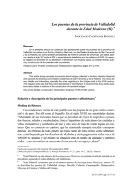 Los Puentes De La Provincia De Valladolid Durante La Edad Moderna (II) •