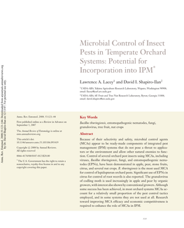 Microbial Control of Insect Pests in Temperate Orchard Systems: Potential for ∗ Incorporation Into IPM