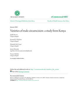 Varieties of Male Circumcision: a Study from Kenya Judith Brown Chogoria Hospital