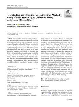 Reproduction and Offspring Sex Ratios Differ Markedly Among Closely Related Hyperparasitoids Living in the Same Microhabitats