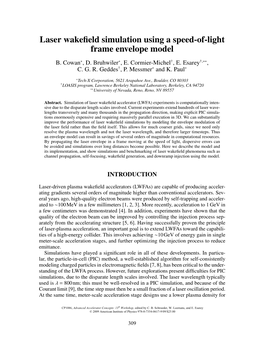 Laser Wakefield Simulation Using a Speed-Of-Light Frame Envelope Model