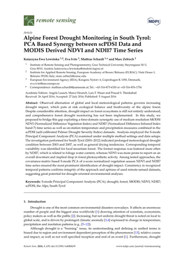 Alpine Forest Drought Monitoring in South Tyrol: PCA Based Synergy Between Scpdsi Data and MODIS Derived NDVI and NDII7 Time Series