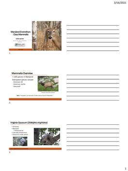 MD Mammals 2021 Envirothon 3 Slides Per Page