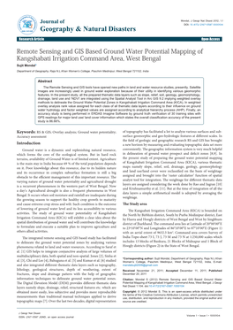 Remote Sensing and GIS Based Ground Water Potential Mapping Of