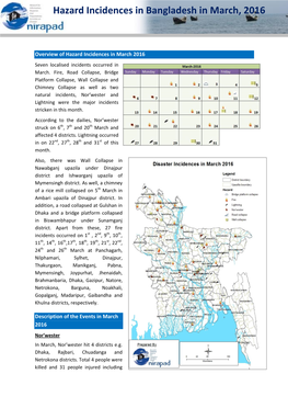 Hazard Incidences in Bangladesh in March, 2016