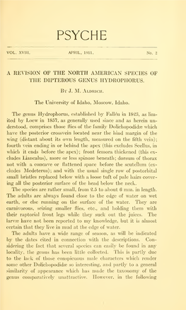 A Revision of the North American Species of the Dipterous Genus Hydrophorus