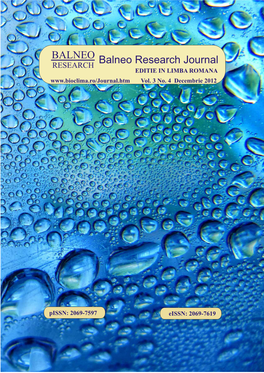 BALNEO Balneo Research Journal RESEARCH EDITIE in LIMBA ROMANA Vol