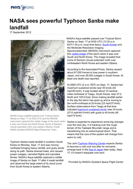 NASA Sees Powerful Typhoon Sanba Make Landfall 17 September 2012