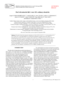 The Cali Meteorite Fall: a New H/L Ordinary Chondrite