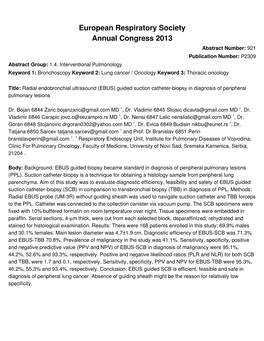 European Respiratory Society Annual Congress 2013 Abstract Number: 921 Publication Number: P2309 Abstract Group: 1.4