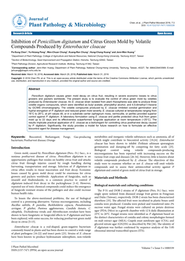 Inhibition of Penicillium Digitatum and Citrus Green Mold by Volatile