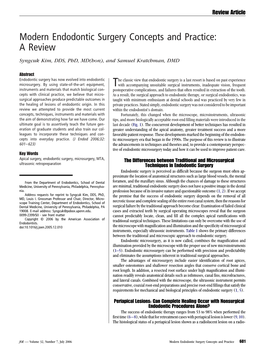 Modern Endodontic Surgery Concepts and Practice: a Review Syngcuk Kim, DDS, Phd, MD(Hon), and Samuel Kratchman, DMD