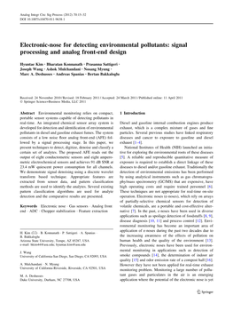 Electronic-Nose for Detecting Environmental Pollutants: Signal Processing and Analog Front-End Design