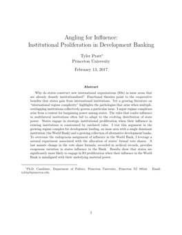 Angling for Influence: Institutional Proliferation in Development Banking