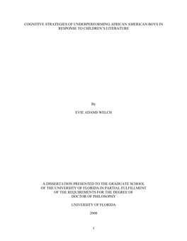 Cognitive Strategies of Underperforming African American Boys in Response to Children’S Literature