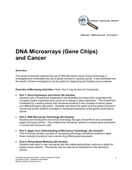DNA Microarrays (Gene Chips) and Cancer