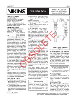 TECHNICAL DATA CONTROL ASSEMBLY (Maximum 250 PSI WWP)