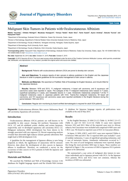 Malignant Skin Tumors in Patients with Oculocutaneous Albinism