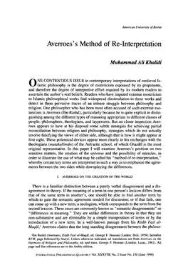 Averroes 'S Method of Re-Interpretation