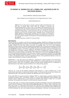 Numerical Modeling of a Phreatic Aquifer Flow in Western Bursa