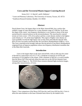 Ceres and the Terrestrial Planets Impact Cratering Record Abstract Introduction