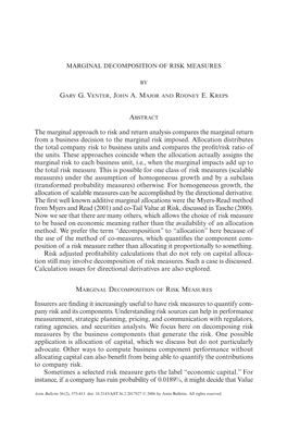 Marginal Decomposition of Risk Measurers