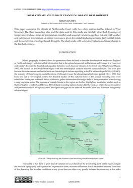 Local Climate and Climate Change in Lowland West Somerset