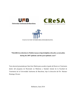 “Morbillivirus Infection in Mediterranean Striped Dolphins (Stenella Coeruleoalba) During the 2007 Epidemic and the Post-Epidemic Years”
