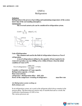 UNIT-6 Refrigeration