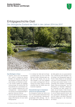 Erfolgsgeschichte Glatt Der Ökologische Zustand Der Glatt in Den Jahren 2014 Bis 2017