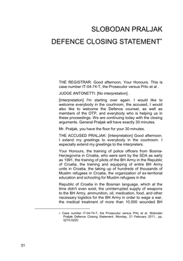 Defence Closing Statement