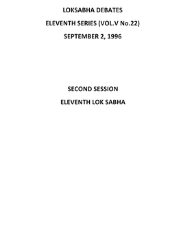 September 2,1996 Second Session Eleventh Lok Sabha