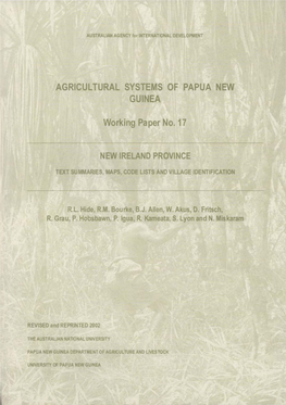 Agricultural Systems of Papua New Guinea