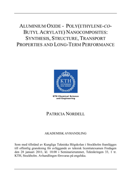 Aluminium Oxide - Poly(Ethylene-Co- Butyl Acrylate) Nanocomposites: Synthesis, Structure, Transport Properties and Long-Term Performance