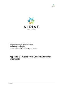 Invitation to Tender Appendix 2 – Alpine Shire Council Additional