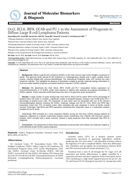 Oct2, BCL6, IRF8, OCAB and PU.1 in the Assessment of Prognosis In