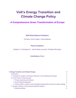 Volt's Energy Transition and Climate Change Policy