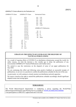 05/21] ADMIRALTY Charts Affected by the Publication List