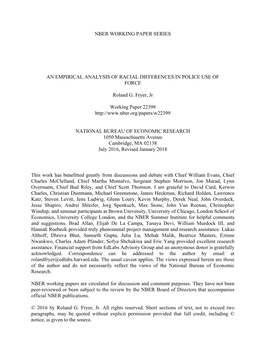 An Empirical Analysis of Racial Differences in Police Use of Force