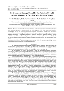 Environmental Damage Caused by the Activities of Multi National Oil Giants in the Niger Delta Region of Nigeria