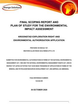 Final Scoping Report and Plan of Study for the Environmental Impact Assessment