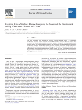 Revisiting Broken Windows Theory: Examining the Sources of the Discriminant Validity of Perceived Disorder and Crime☆