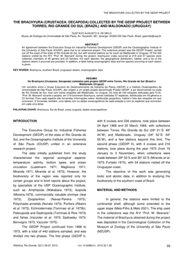The Brachyura (Crustacea: Decapoda) Collected by the Gedip Project Between Torres, Rio Grande Do Sul (Brazil) and Maldonado (Uruguay)