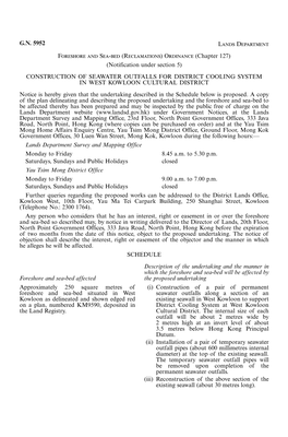 G.N. 5952 Lands Department Foreshore and Sea-Bed (Reclamations) Ordinance (Chapter 127) (Notification Under Section 5) CONSTRUCT