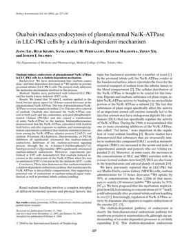 Ouabain Induces Endocytosis of Plasmalemmal Na/K-Atpase in LLC-PK1 Cells by a Clathrin-Dependent Mechanism